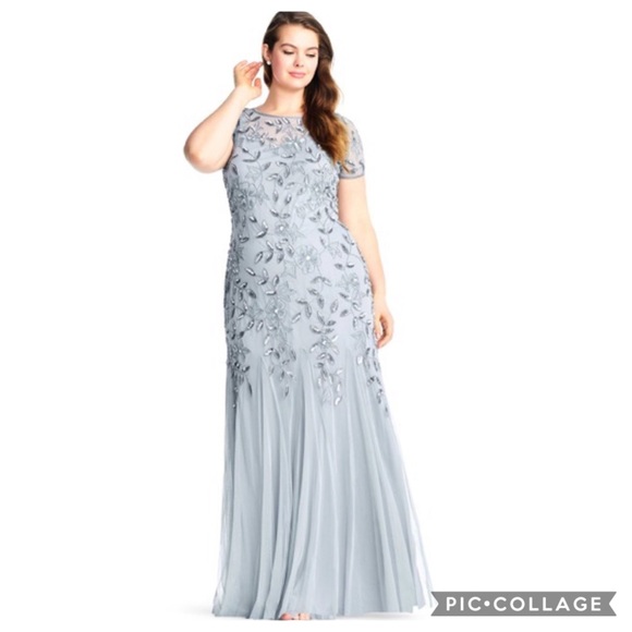 Adrianna Papell Long Beaded Godet - Picture 8 of 14